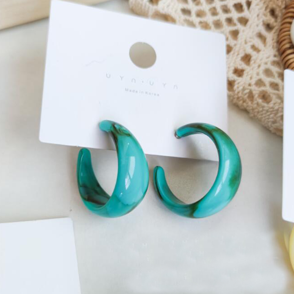 (Hàng Mới Về) Đôi Khuyên Tai Acrylic Họa Tiết Chữ C Nhiều Màu Thời Trang Cho Nữ 2021