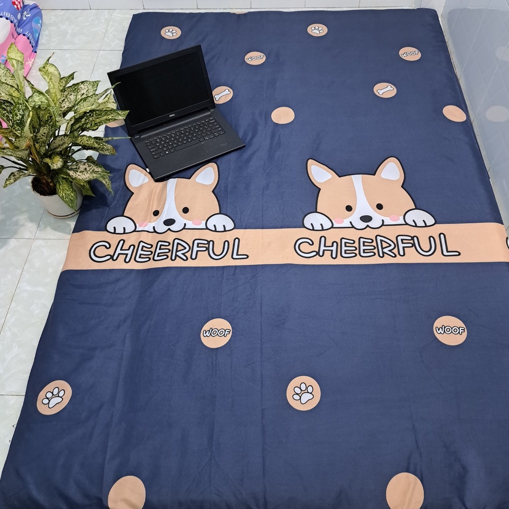 Ga nệm, Áo bọc nệm topper 2 mặt có khóa kéo tiện lợi , kích thước 1m 1m2 1m4 1m6 1m8