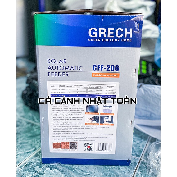 MÁY HẸN GIỜ CHO CÁ KOI ĂN TỰ ĐỘNG NĂNG LƯỢNG MẶT TRỜI GRECH CFF 206