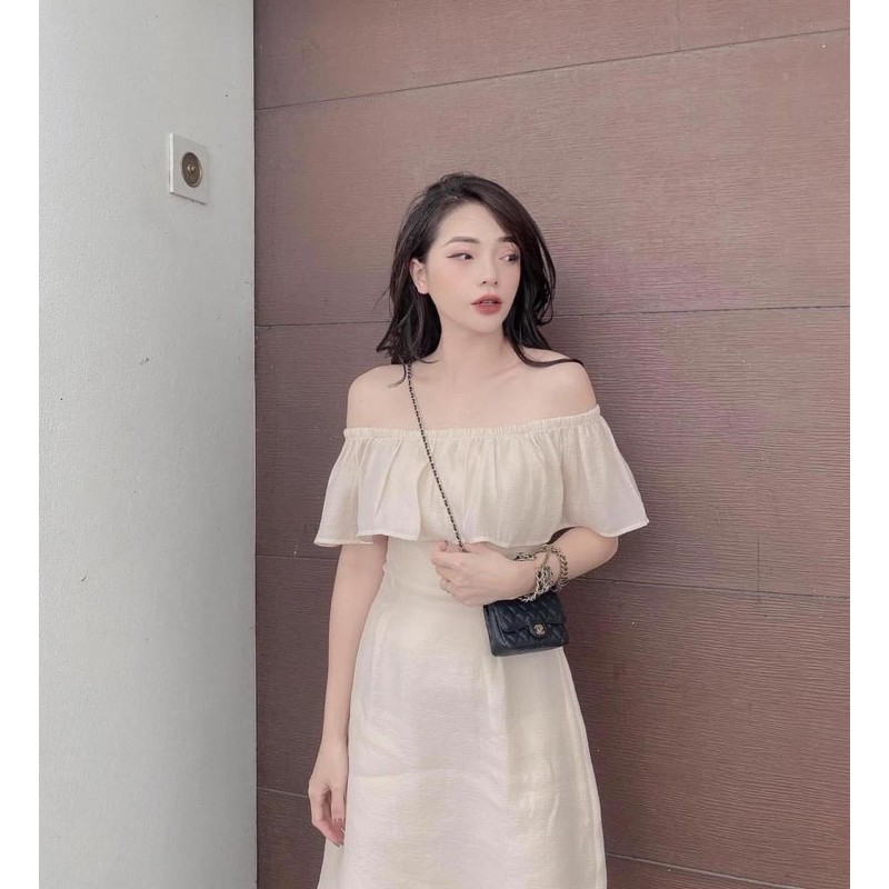 VNU243 - VÁY TƠ BE TRỄ VAI BÈO 2 LỚP | BigBuy360 - bigbuy360.vn