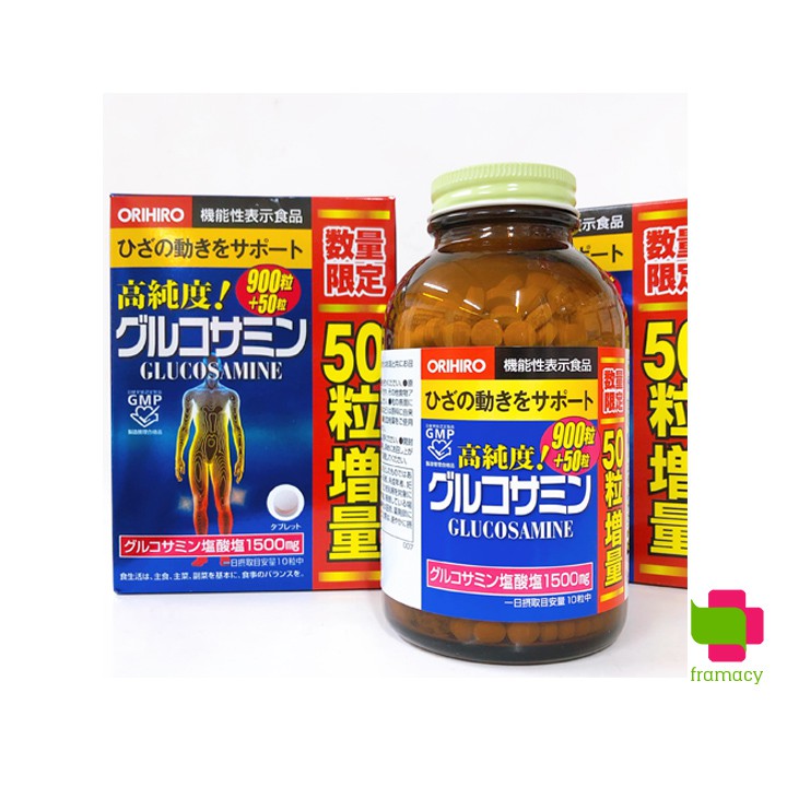 Viên uống xương khớp Orihiro Glucosamine, Nhật Bản (900/950v) giúp tái tạo sụn khớp, giảm đau sưng khớp