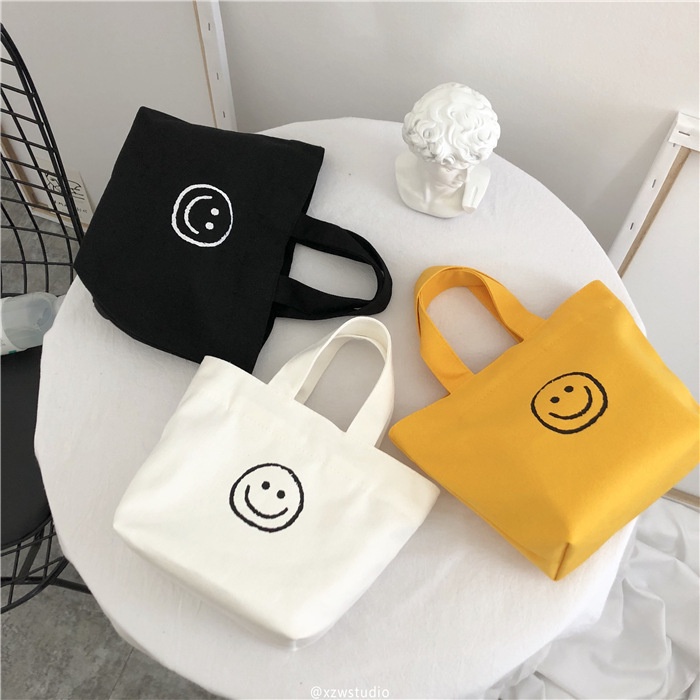 Túi Vải Canvas Vuông Nhỏ Xinh Đựng Sách Vở Thời Trang Cho Nữ