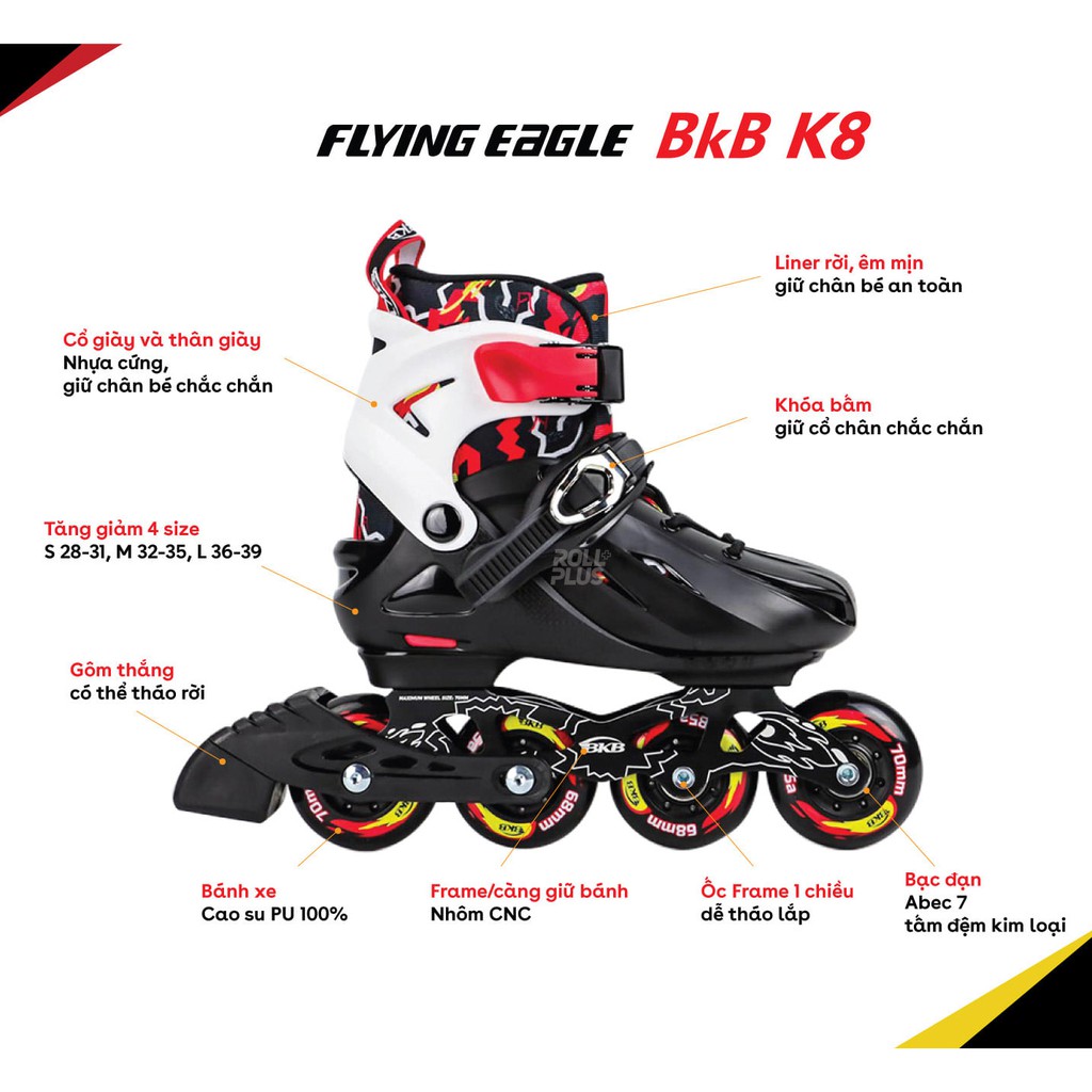 Giày patin cho trẻ em cao cấp FLying Eagle K8