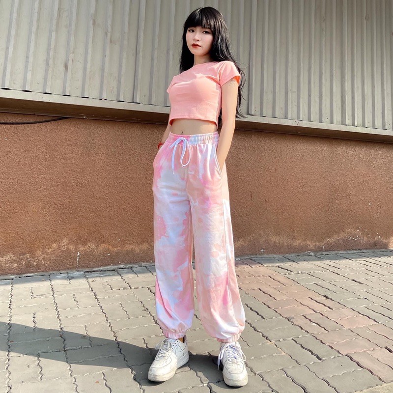 Set Jogger TIE Croptop Body Basic Ảnh Thật