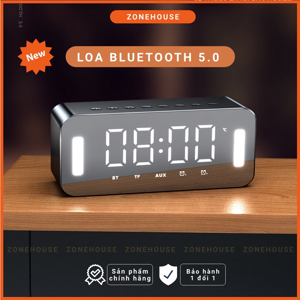 [NEW] Loa Bluetooth màn hình gương ZH8-NEW, đèn led soi gương, đồng hồ báo thức,đèn ngủ,FM, karaoke, chống ồn, Bass căng