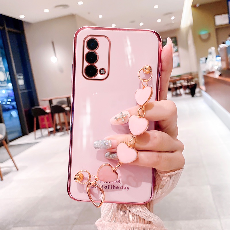 Ốp lưng oppo a74 4g a95 Ốp Điện Thoại Silicon Có Dây Đeo Họa Tiết Nữ Tính Cho oppo a74 4g a95