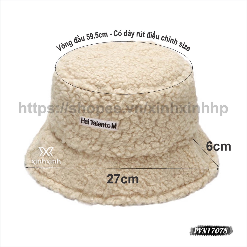 Mũ Bucket lông cừu thêu chữ Hal Talento M kiểu dáng Hàn Quốc - Xinh Xinh Accessories