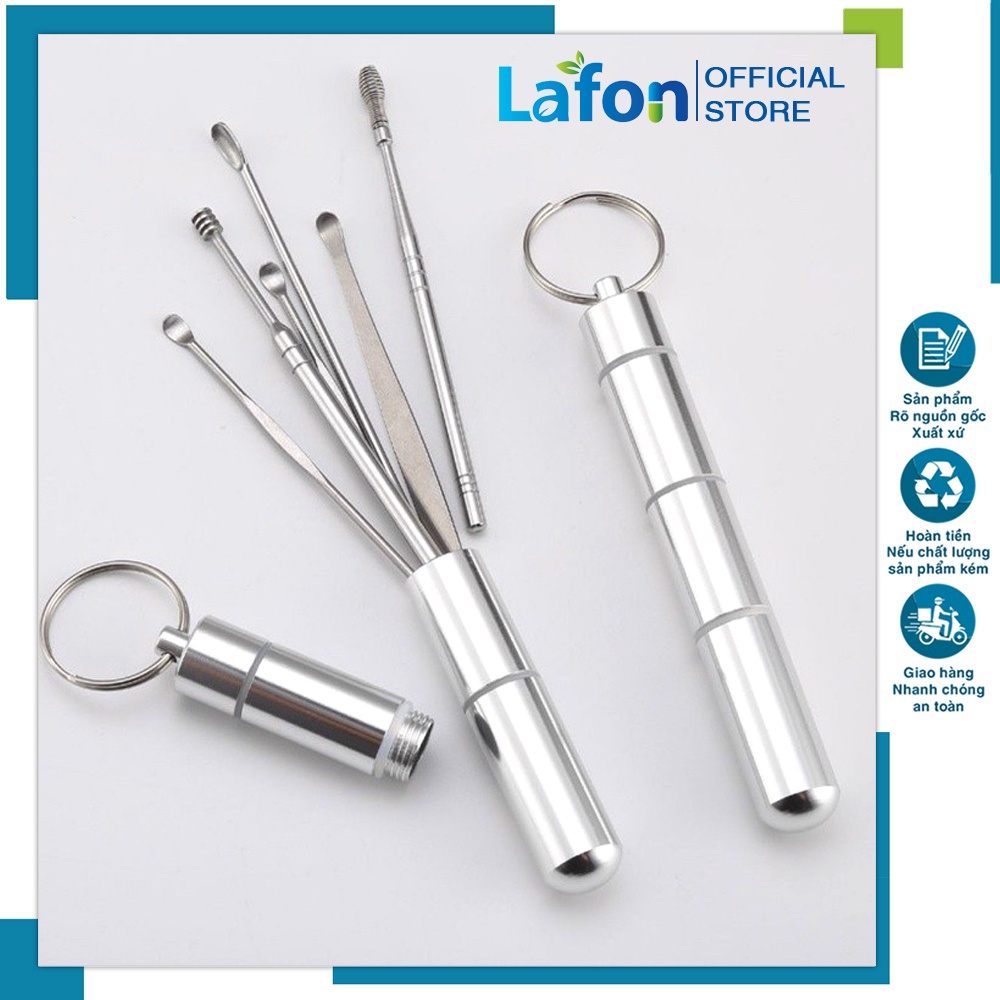 Dụng cụ lấy ráy tai inox bộ ngoáy tai 6 món bộ đồ dụng cụ ngoáy tai bằng thép không rỉ an toàn cho bé và gia đình
