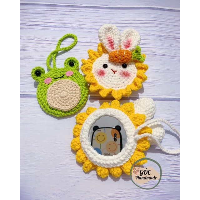 Móc khoá gắn gương mini Móc khoá len handmade