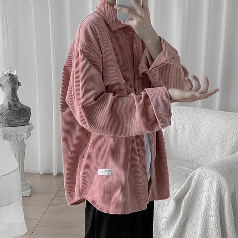 Áo Sơ Mi Nhung Kẻ Tay Dài Dáng Rộng Phong Cách Thời Trang Nhật Bản Cho Nam Giới Có Size M-2Xl 3 Kiểu