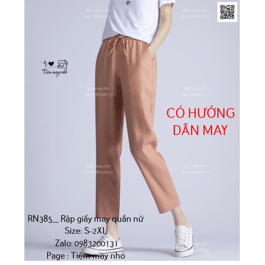 RN385_Rập giấy may quần baggy cạp chun nữ