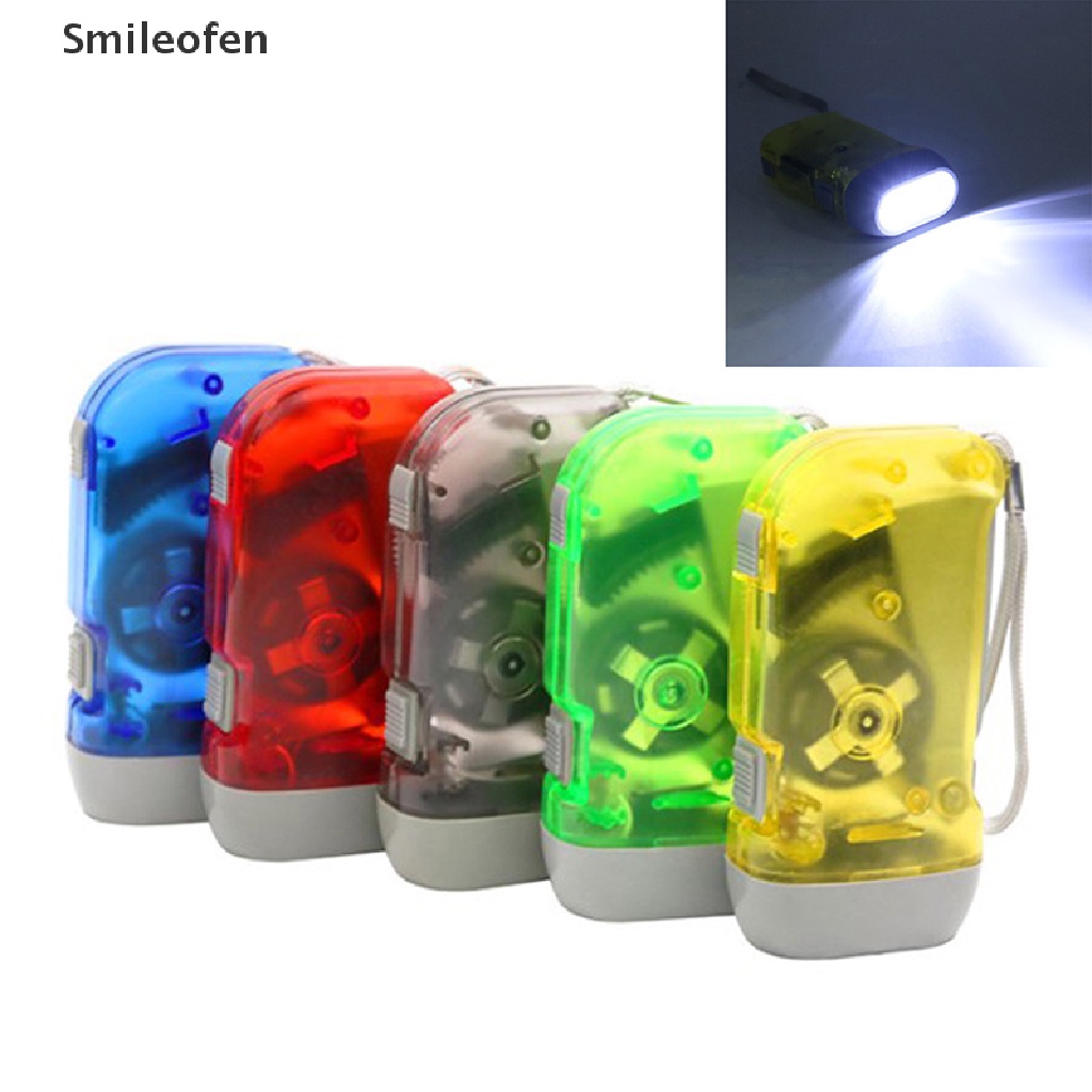 [Smileofen] Đèn Pin Dynamo 3 Bóng LED Nhấn Bằng Tay Mới Dùng Khi Đi Cắm Trại * On