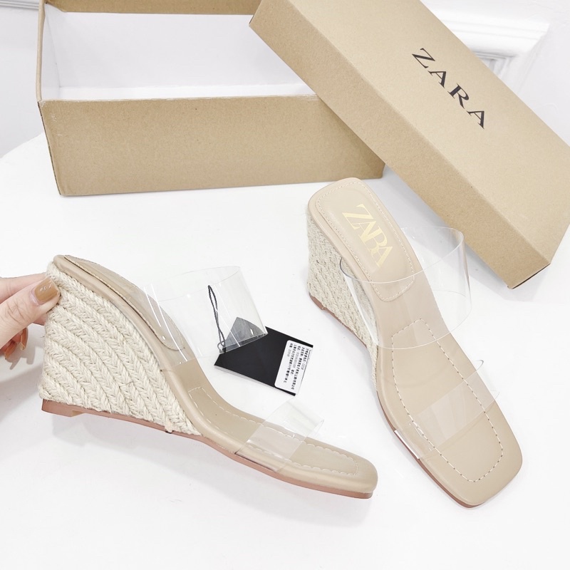 Guốc zara mica quai trong đế xuồng cói xuất dư fullbox