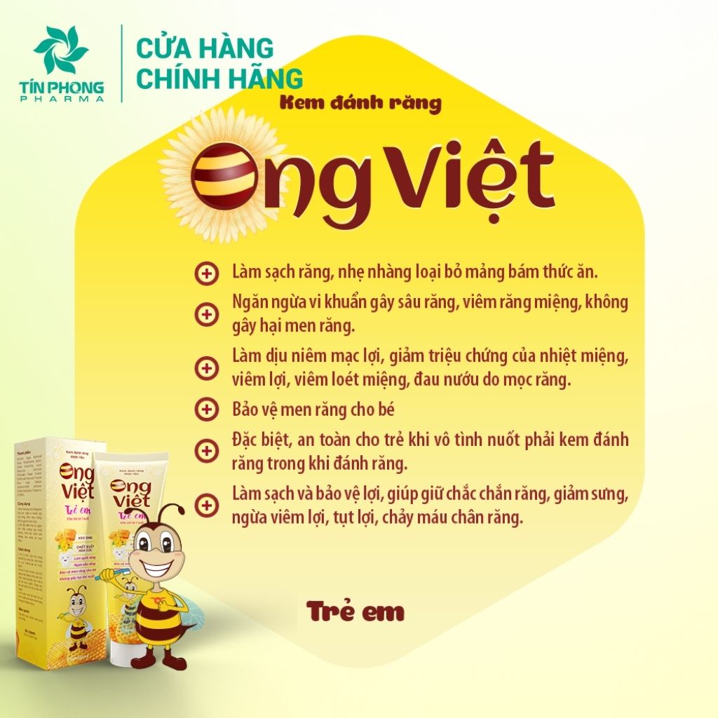 Kem Đánh Răng Dược Liệu Ong Việt Người Lớn Và Trẻ Em Chăm Sóc Lợi Chắc Khỏe, Giúp Răng Trắng Sáng Tuýp150E