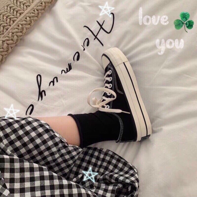 Giày bata nữ đi học thể thao sneaker cổ thấp hai màu trắng đen đế cao 3 cm JAENIA G006