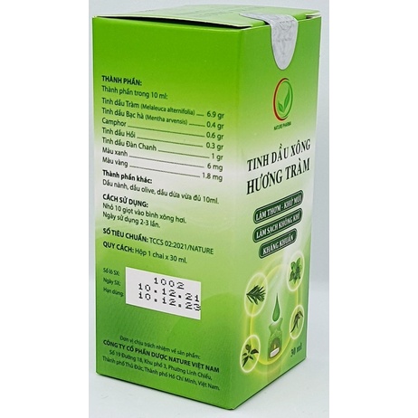 TINH DẦU XÔNG HƯƠNG TRÀM CHAI 30ML