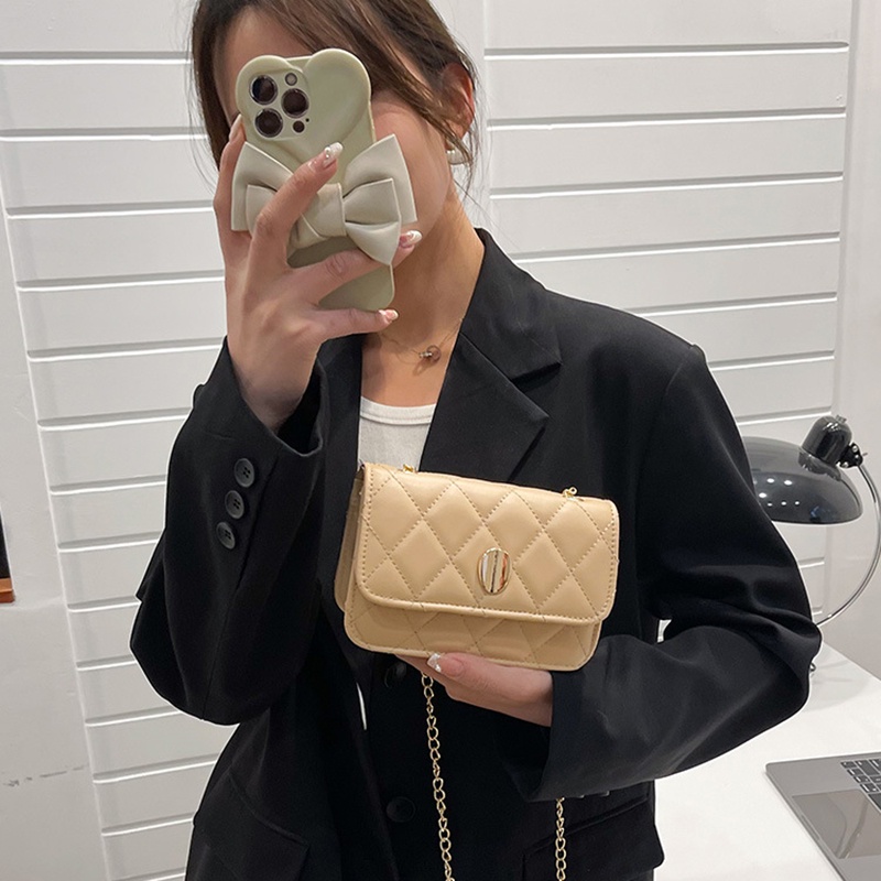 Túi dây xích đeo chéo IELGY kẻ hình thoi đơn giản thời trang thường ngày cho nữ