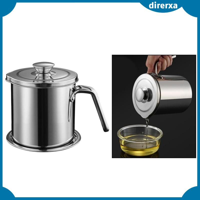 Bacon Grease Container, Stainless Steel Grease Keeper, 1.6L / 2L Oil Storage Pot with Fine Mesh Strainer, Kitchen Cooking or Frying Oil Jar