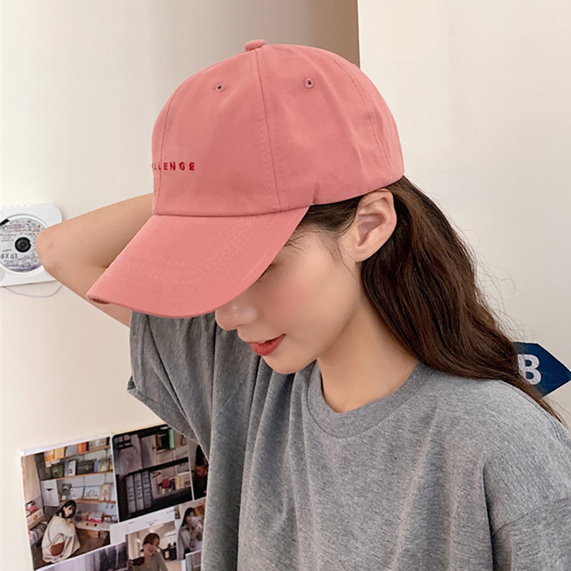 Mũ lưỡi trai màu trơn thêu chữ phong cách hàn quốc