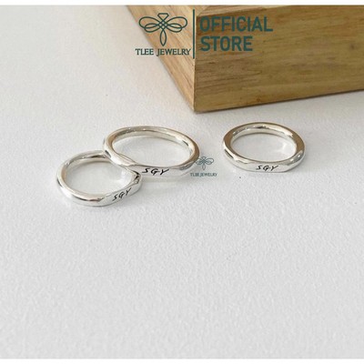 Nhẫn bạc TLEE dẹt bo tròn trơn khắc chữ TLEE JEWELRY A0335 ( MIỄN PHÍ KHẮC CHỮ THEO YÊU CẦU)
