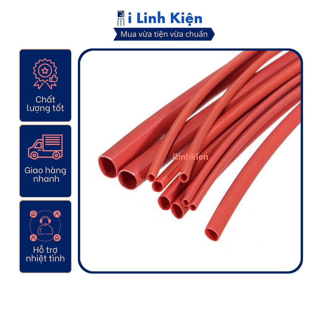 Ống gen co nhiệt màu đỏ bọc pin cách điện 12mm-20mm dài 1 mét.
