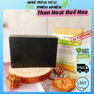 Xà Bông Than Hoạt Tính Quế Hoa tẩy tế bào chết handmade