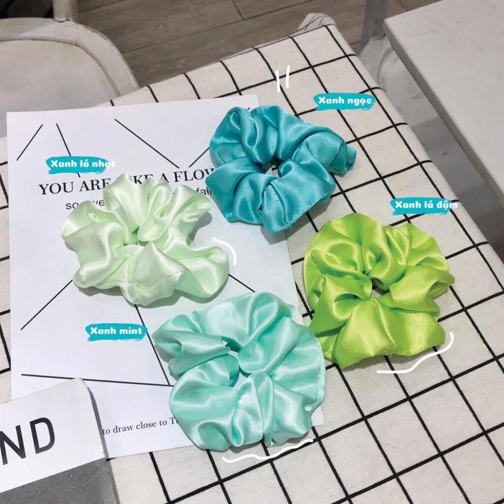 Dây Cột Tóc Vải Scrunchies Lụa Bóng  Hot