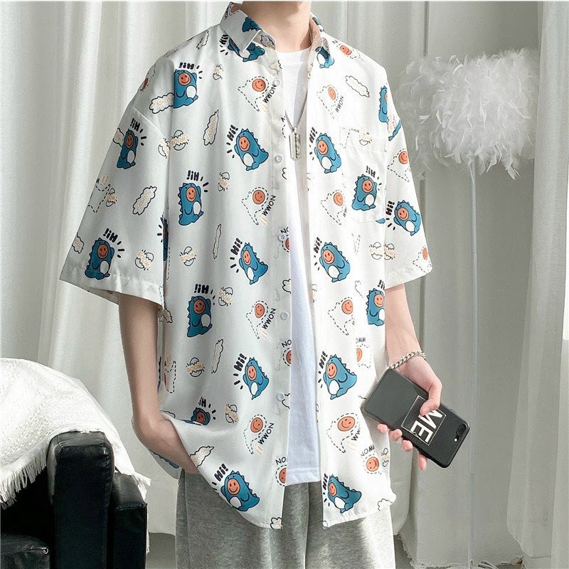 Áo sơ mi nam nữ cặp đôi ngắn tay form rộng chuẩn Unisex phong cách Hàn Quốc chất vải lụa mè mát mẻ thời trang mùa hè