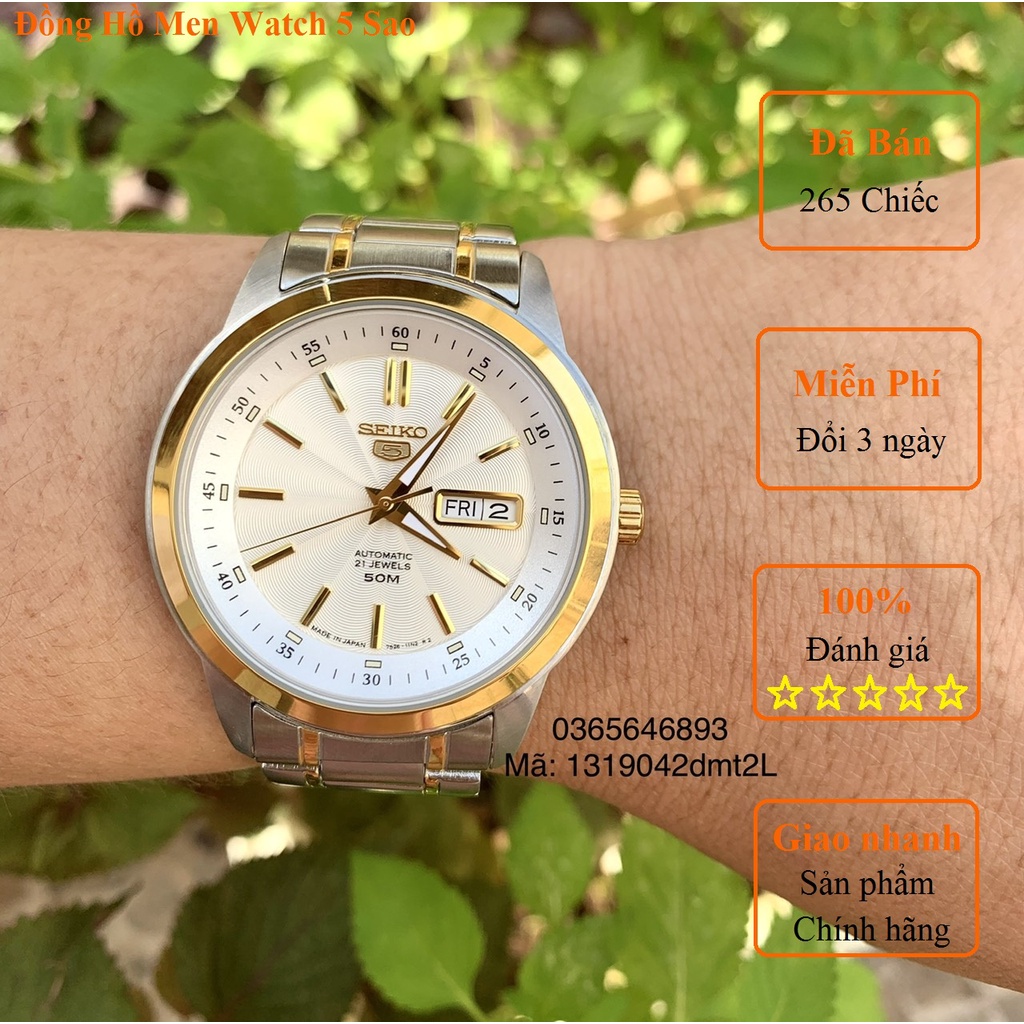 Đồng hồ SEIKO 5 Nhật Bản Japan Nam Kim Loại Cơ tự động AUTOMATIC, lộ cơ Kính SAPHIRE sang trọng BẢO HÀNH 24 THÁNG