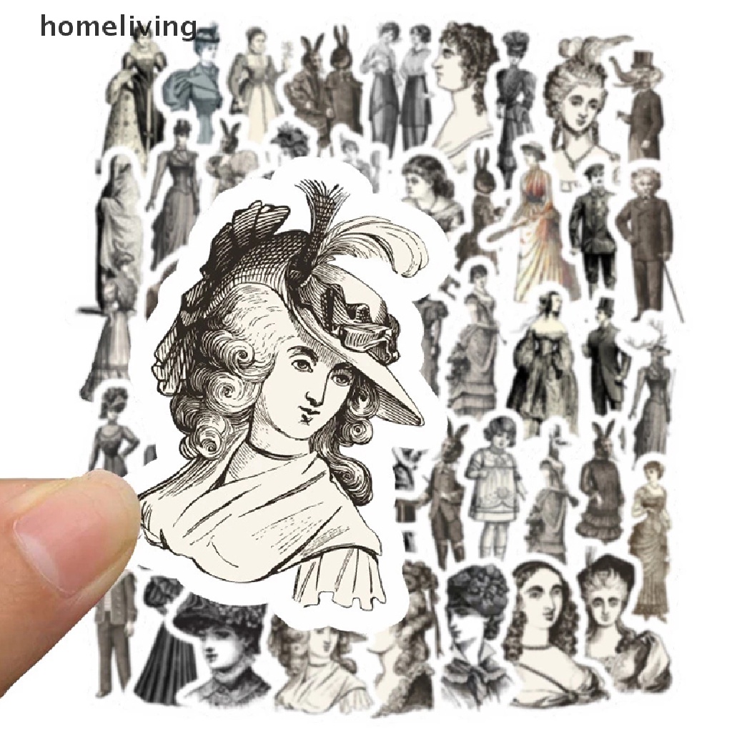 Set 50 Sticker Dán Trang Trí Sổ Tay DIY Hình Vé Máy Bay Phong Cách Châu Âu Cổ Điển