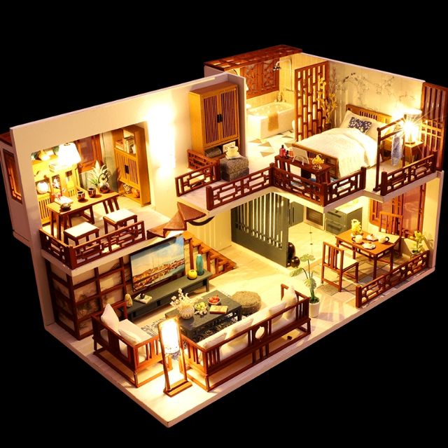 Kèm Mica và keo dán - Mô hình nhà gỗ búp bê Dollhouse DIY - M025A Quiet Time