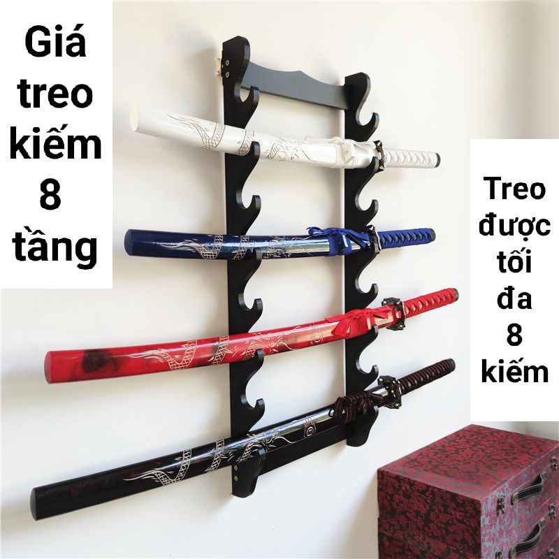 Giá trưng bày kiếm Nhật loại 8 tầng treo tường cực kỳ chắc chắn và dễ lắp ráp
