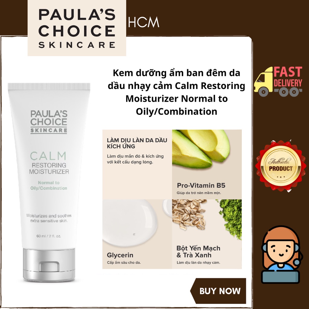 Kem dưỡng ẩm ban đêm da dầu nhạy cảm Calm Restoring Moisturizer Normal to Oily/Combination