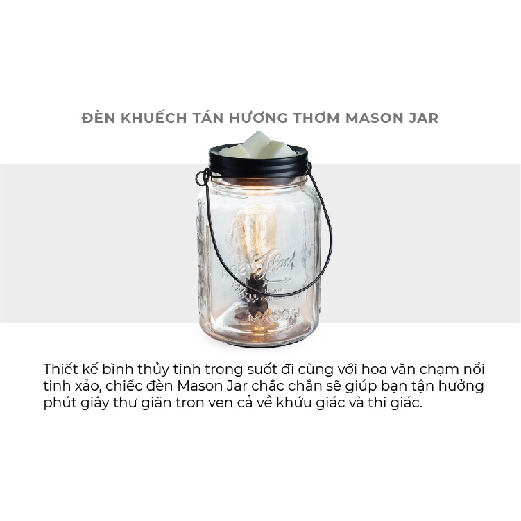 Combo Đèn khuếch tán hương thơm Mason Jar Glass và Sáp thơm Candle Warmmer từ Yankee Candle