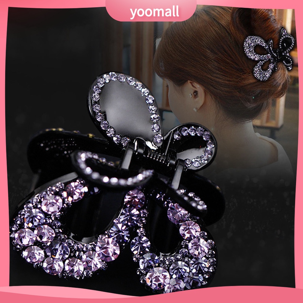 Yomall♡ Kẹp Tóc Càng Cua Đính Đá Hình Bướm Bằng Nhựa Cho Nữ