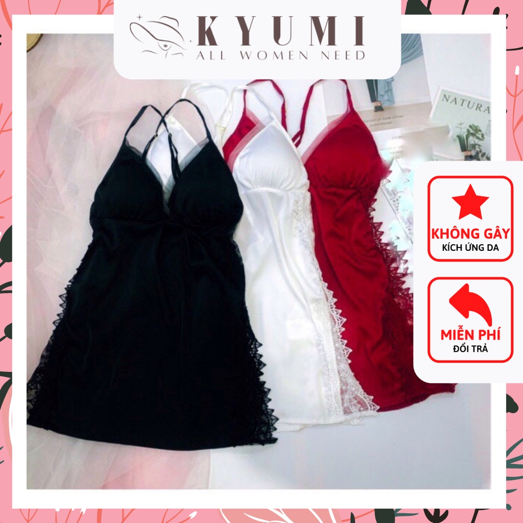Đồ ngủ sexy ♥FREESHIP♥ đồ ngủ 2 dây siêu gợi cảm KYUMI Official chất liệu lụa satin mềm mịn mát, freesize 40-60kg | BigBuy360 - bigbuy360.vn