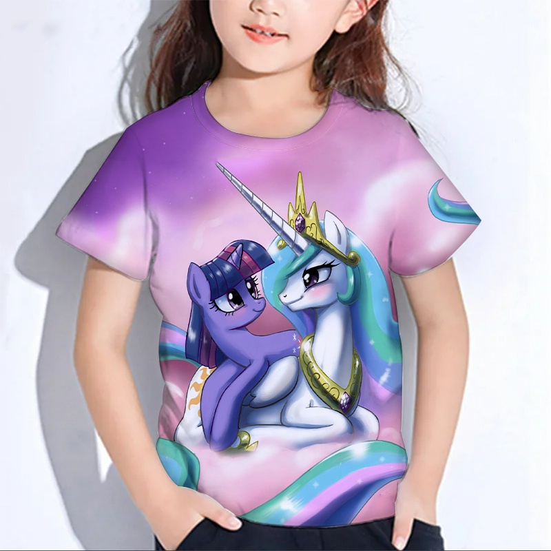 Áo Thun Tay Ngắn In Hình Ngựa Pony Thời Trang Cho Bé
