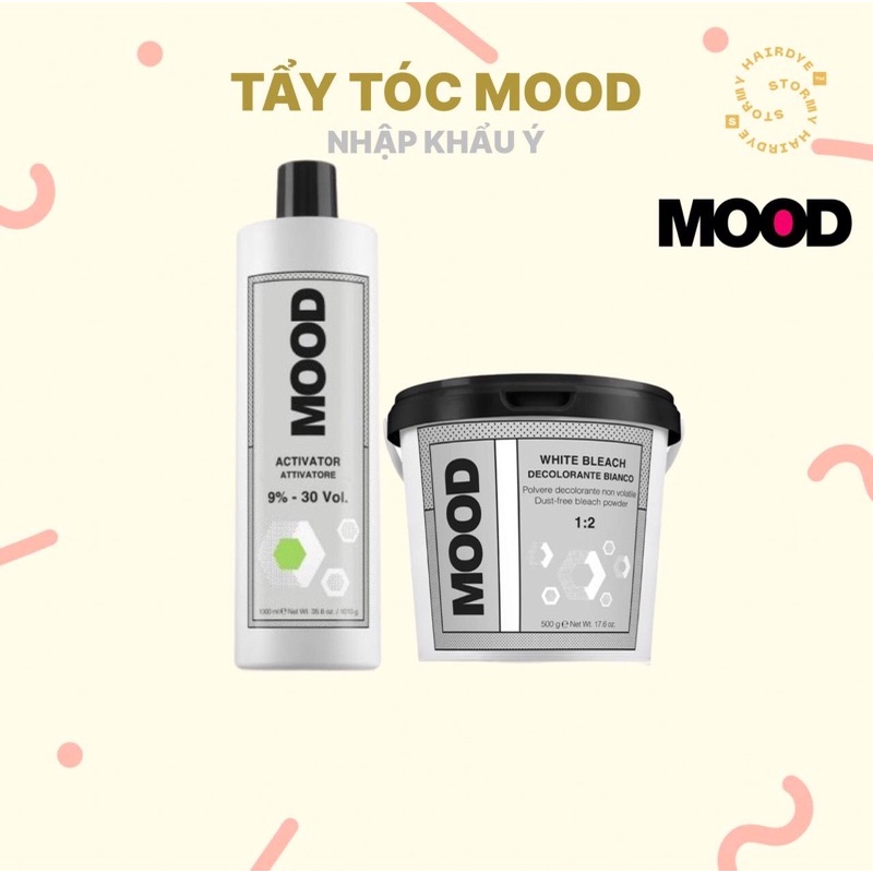 [Combo] Bột tẩy tóc MOOD Bleach Powder + Oxy nhuộm tóc Mood - Nhập khẩu ITALY