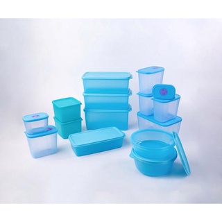 Bộ Đôi Trữ Mát Và Trữ Đông Blue Ocean Set 15 Tupperware,Trữ Mát Stak N Stor, Hộp Square Round, Modular Bowl, Freezermate