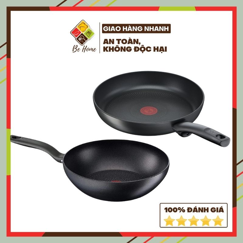 Chảo chiên chống dính Tefal màu đen BEHOMEMALL dùng cho mọi loại bếp Made in France -TFSOPRO02