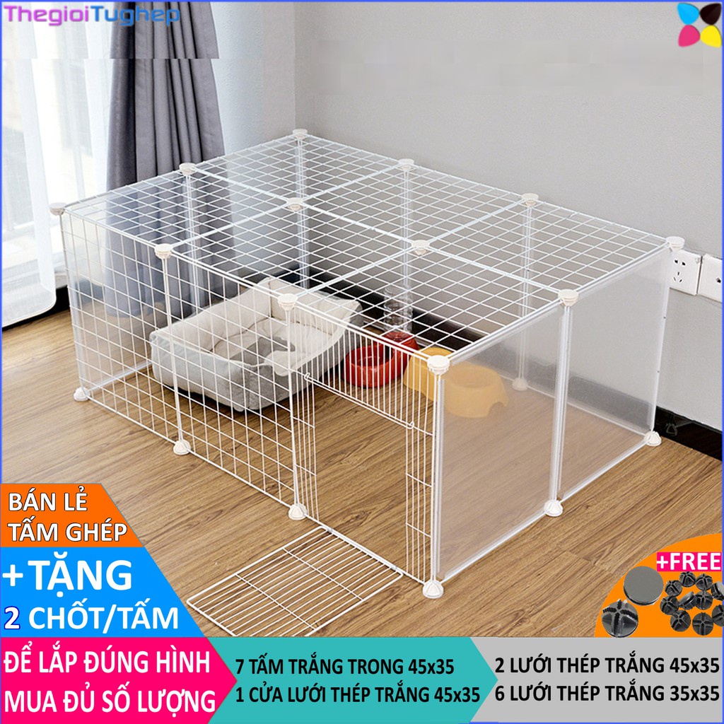 Chuồng Thú Cưng Lắp Ghép 16 Tấm Có Nóc (Tặng Kèm Chốt), Tấm Ghép Lồng (KT 70x105cm cao 45)