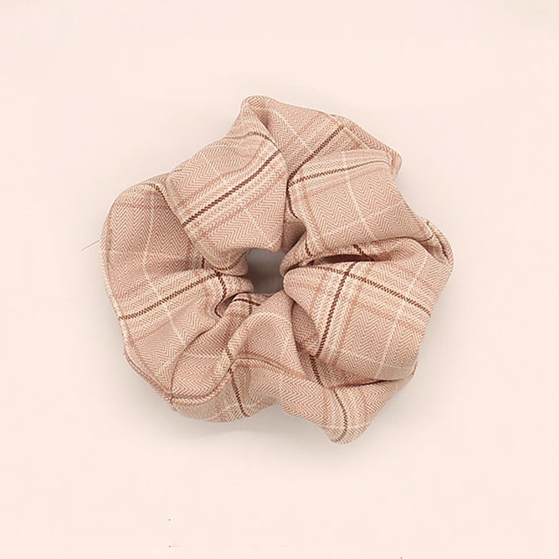 Dây buộc tóc vải bản lớn họa tiết caro phong cách Hàn Quốc ngọt ngào thời trang cho nữ