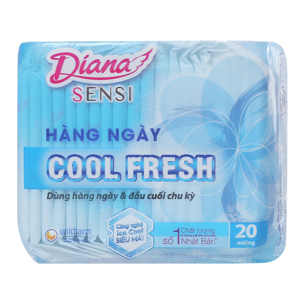 Băng vệ sinh hàng ngày Diana Sensi Cool hàng ngày (Xanh) 20 miếng/gói