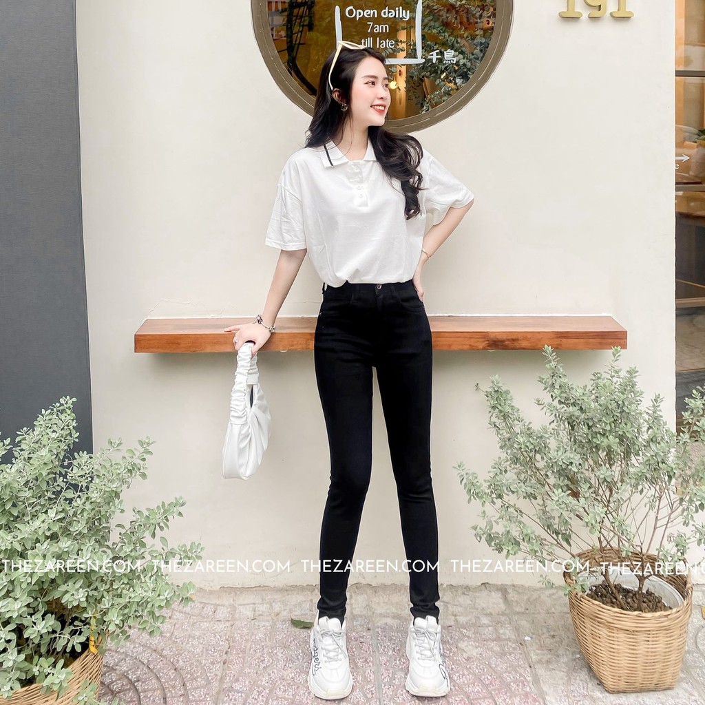 QUẦN JEANS SKINNY ĐEN TRƠN ZAREEN JEA90 | BigBuy360 - bigbuy360.vn