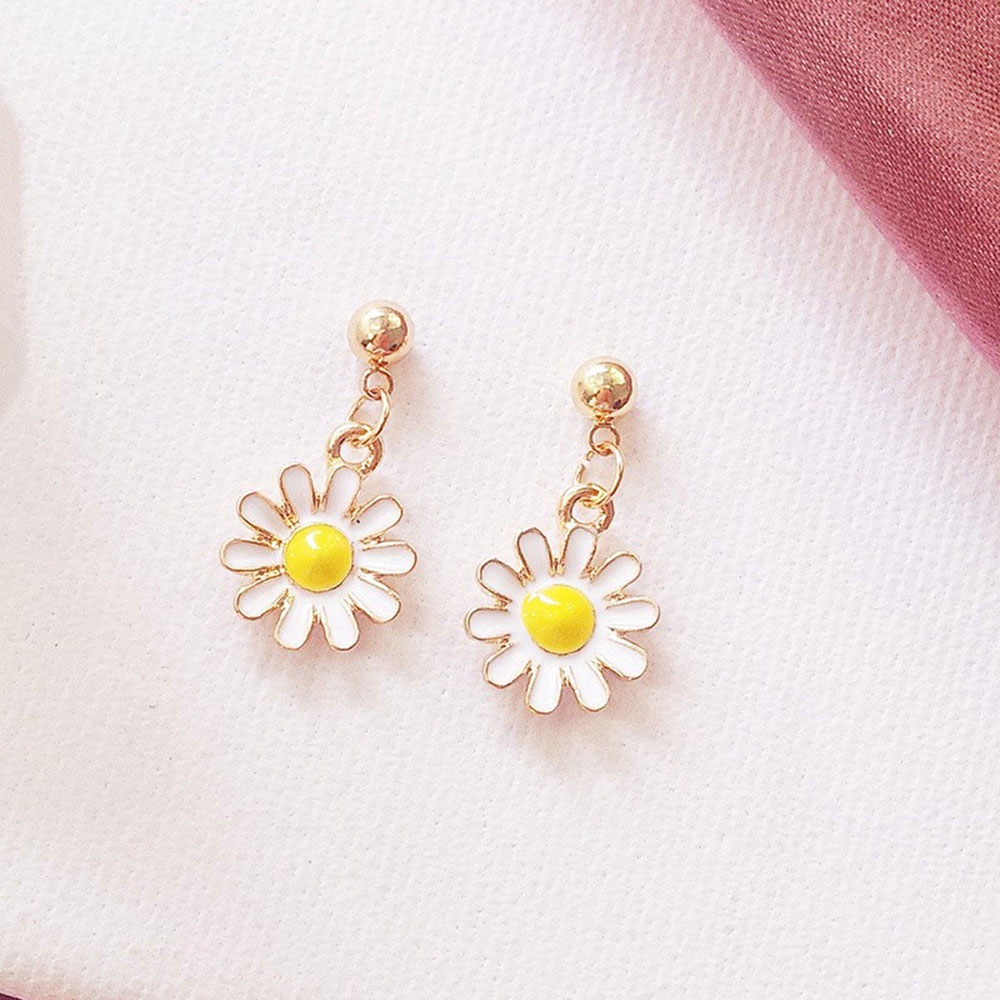 MXGOODS Dangle Sun Flower Pendant Accessories Daisy Women Drop Earrings