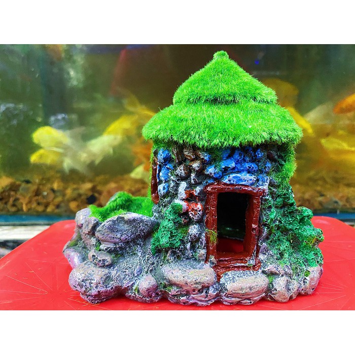 CẢNH NHÀ PHỦ RÊU TRANG TRÍ HỒ CÁ NON BỘ 14X10X13CM