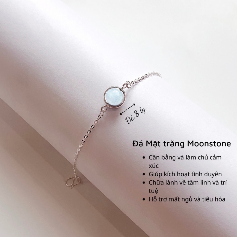 Lắc tay bạc nữ nguyên chất mix đá phong thuỷ ngũ hành 8 ly LAVESTA LA555