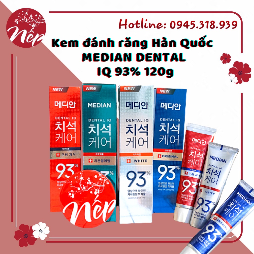 Kem đánh răng Hàn Quốc trắng răng MEDIAN DENTAL IQ 93% 120g sáng bóng NCC