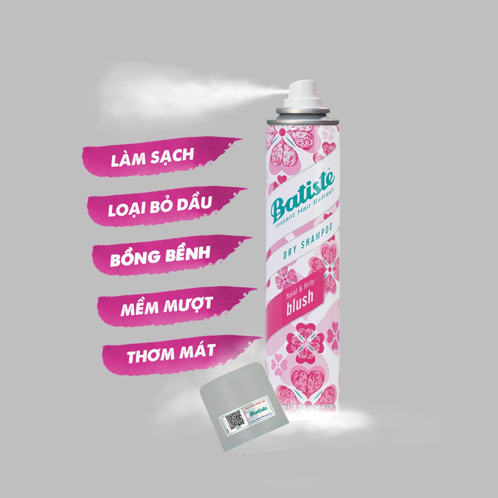 Dầu Gội Khô Batiste 200ml, Batiste 50ml Dry Shampoo Gội khô Anh Chính Hãng 100% UK