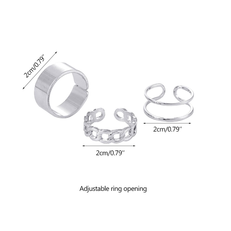 Set 3 nhẫn đeo ngón tay bằng thép titan màu sắc thời trang cho nữ